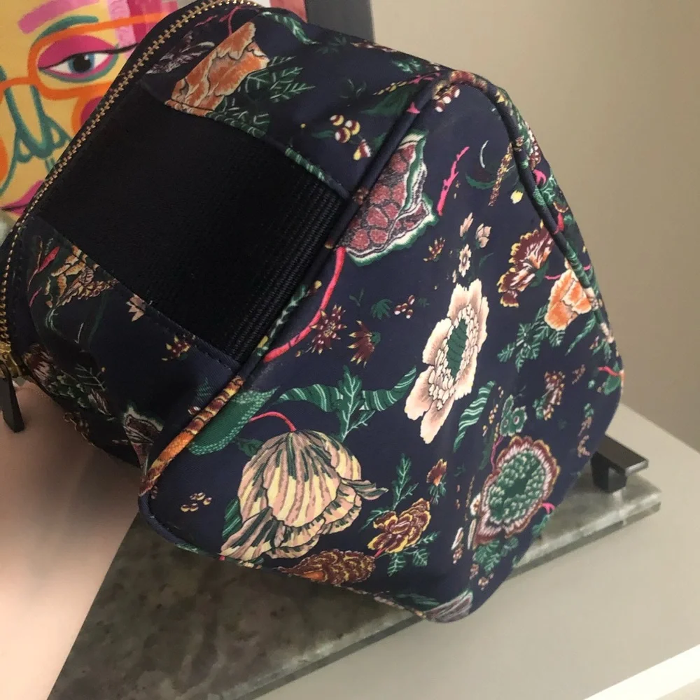 Tory Burch Blue Tilda printed nylon train case